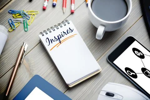 Inspires against notepad on desk Stock Illustration