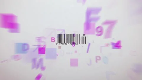 Inspiring 3d rendering of an abstract Barcode scanning process with whirling  Stock Illustration