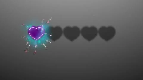 An inspiring 3d rendering of one heart sparkling in the grey background with  Illustrazione stock