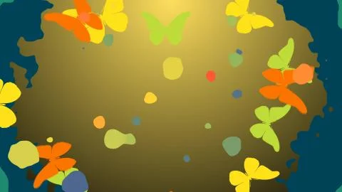 Inspiring 3D rendering of orange and yellow butterflies flying in different s Stock Illustration