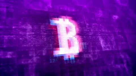 Inspiring 3d rendering of a white bitcoin sign tith pink contour placed in th Stock Illustration