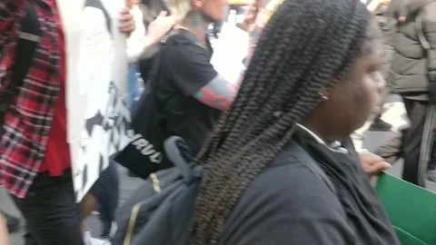 INSPIRING CLOSE UPS OF CROWDS INSIDE BLACK LIVES MATTER RALLY LONDON UK, 4K Stock Footage 133145600