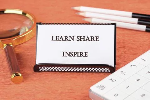 Inspiring educational message emphasizing learning, sharing, and growth in .. Stock Photos