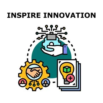 Inspiring innovation concept developing creative business solutions Stock Illustration