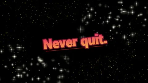 Inspiring never quit typography floating amidst sparkling gold stardust Stock Footage 345127540