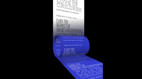 Inspiring text scrolling on a blue and white banner against a black background Vídeo Stock 342746987