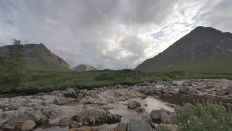 Inspiring time lapse in a Cloudy Day Reflected in a Quiet Small River 스톡 동영상 97359614