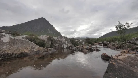 Inspiring time lapse in a Cloudy Day Reflected in a Quiet Small River 스톡 동영상 97359670