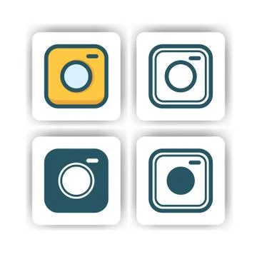 Insta icon for mobile, web, and presentation with flat color vector illustrat Ilustración de archivo
