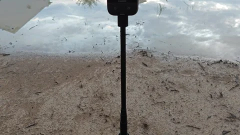 Insta360 device at the pool Stock Footage 277964174
