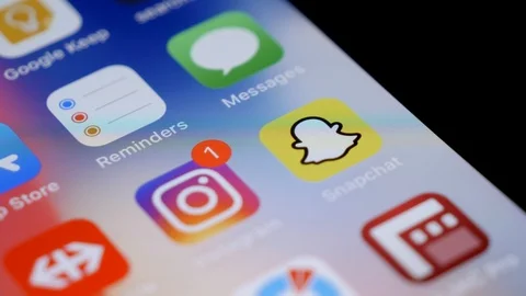 Instagram and Snapchat new notification counter. Close up shot on the Stock Footage 124062292
