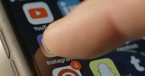 Instagram app on Iphone 8 macro slow motion Stock Footage 84633976