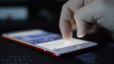 Instagram app social media scroll on the iphone screen. man scroll social. Stock-Footage 231688450