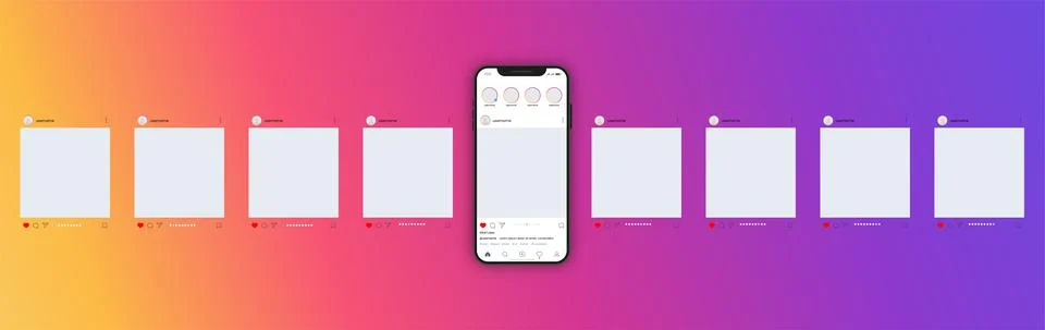 Instagram carousel interface,  vector mockup 库存插图