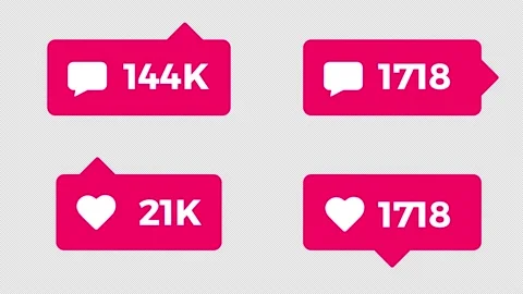 Instagram like ,comment ,follow counter with Alpha Channel, 4k Stock Footage 234083440