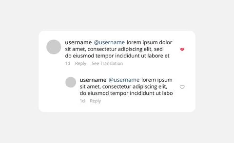 Instagram comment window. Vector illustration. Illustrazione stock