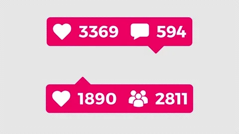 Instagram horizontal like ,comment and follow counter with Alpha Channel, 4k Stock Footage 234083471