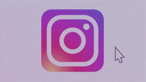 Instagram Icon Click Close Up Front Camera Stock Footage 163975957