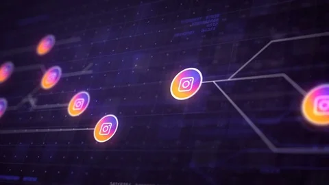 Instagram Icon Line Connection of Circuit Board Loop Animation 4K. Editoria.. Video stock 70597414