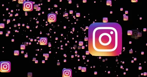 Instagram icons on the screen. 스톡 동영상 233490571