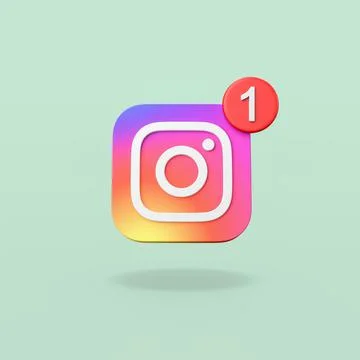 Instagram Logo with 1 Notification on Green Background Illustrazione stock