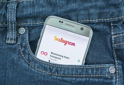 Instagram mobile application on screen of Samsung 写真素材