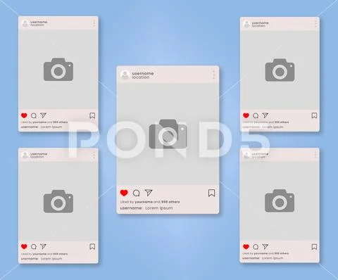 Instagram mockup of five post PSD Template
