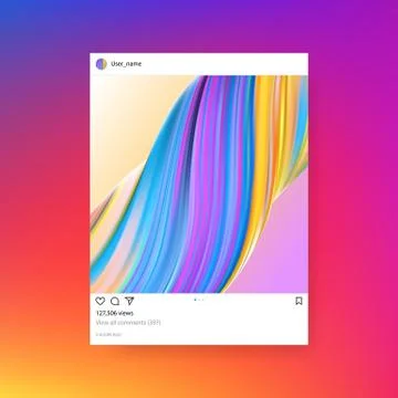 Instagram photo frame template with creative gradient illustration background Stock Illustration