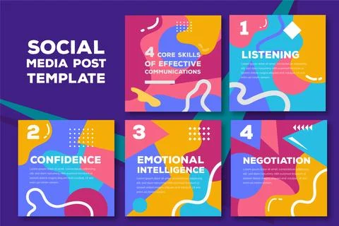 Instagram post collection with tips Stock Illustration