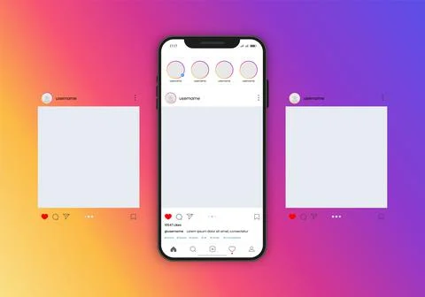 Instagram post interface, vector mockup Stock Illustration