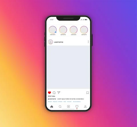 Instagram post interface, vector mockup Stock Illustration