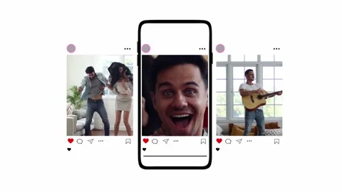 Instagram post template on apple iPhone vector illustration. Stock Footage 167347511