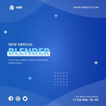 Instagram posts with bright design for selling appliances in blue tones Stock Illustration