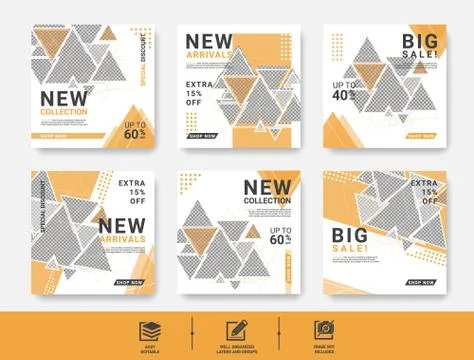 Instagram posts collection template for online fashion sale Stock Illustration