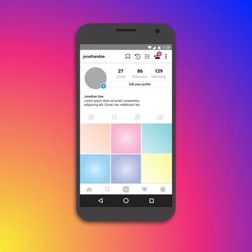 Instagram profile page template Stock Illustration