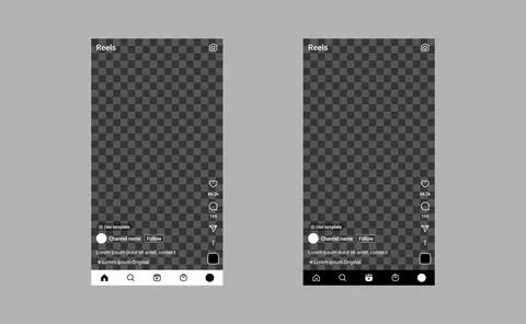 Instagram reels mockup empty screen ui blank template Stock Illustration