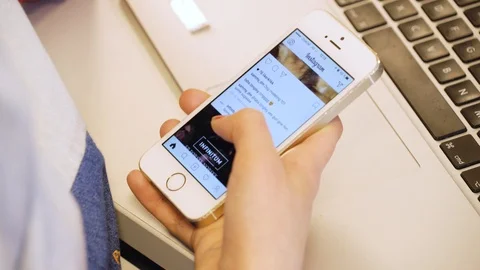 Instagram scroll on phone Stock Footage 89632913