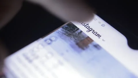 Instagram social media scroll on the iphone screen. meta app social network. Video stock 232993089
