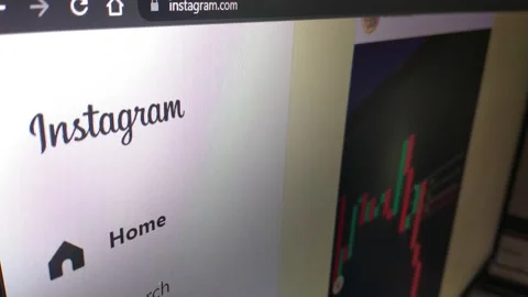 Instagram social network scroll on the laptop display. Stock Footage 230229048