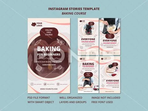 Instagram Stories Baking Course Mockup Set PSD Template