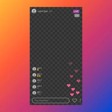 Instagram stream interface. Social media live streaming service, mobile app Stock Illustration