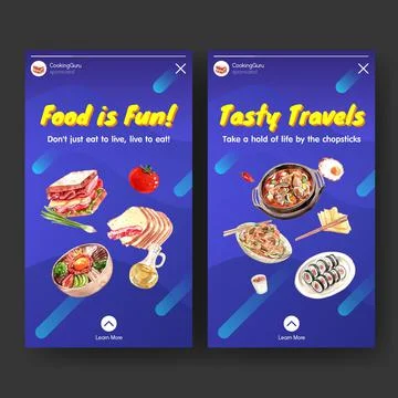 Instagram template with cooking design for online community,web and social me Stock Illustration