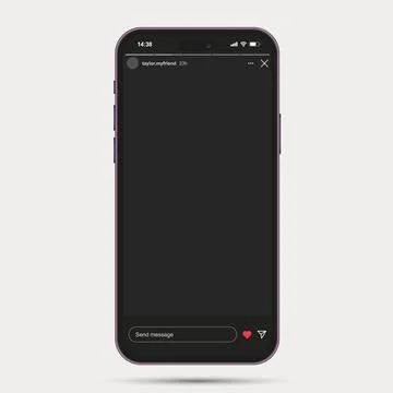 Instagram template in iPhone 14 Pro Max Deep Purple color. Smartphone device Stockillustratie