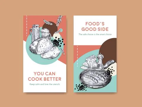 Instagram template with kitchen appliances concept design for social media ve Stock Illustration