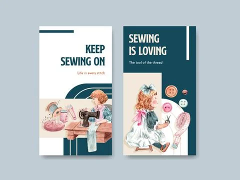 Instagram template with sewing concept design for social media and online mar Stock Illustration