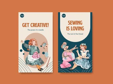 Instagram template with sewing concept design for social media and online mar Stock Illustration