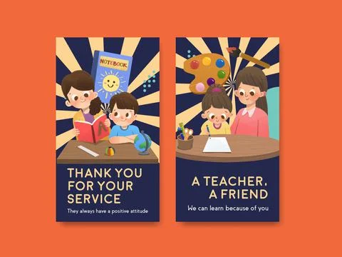 Instagram template with teacher's day concept design for social media and com Stock Illustration