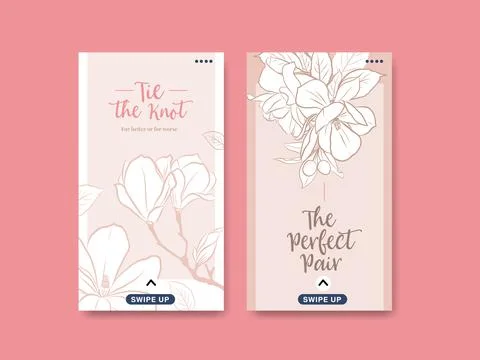 Instagram template with wedding ceremony concept design for social media vect Stock Illustration