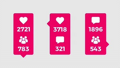 Instagram vertical like ,comment and follow counter with Alpha Channel, 4k Stock Footage 234083933