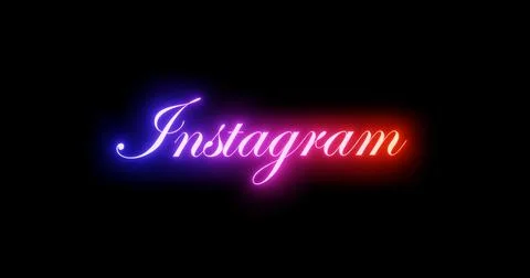 Instagram written neon glowing image on black background Stock Illustration